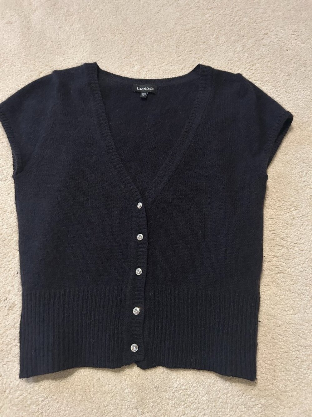 Cap Sleeved Black Cardigan